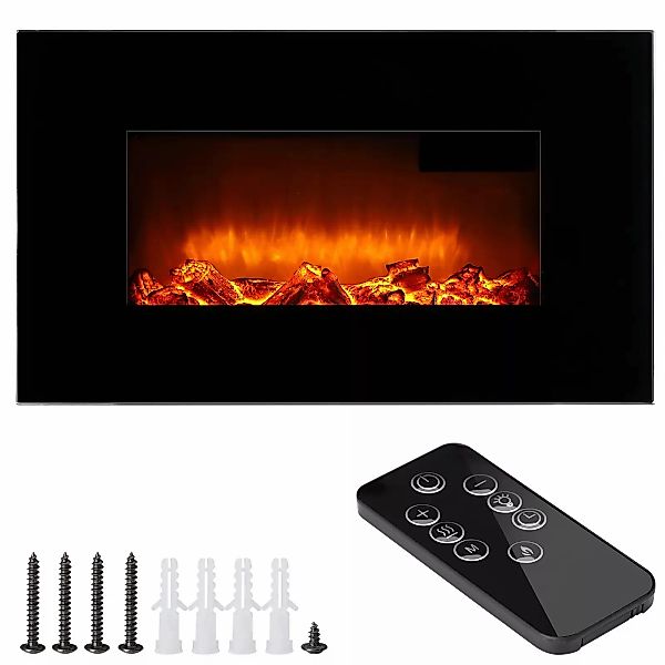 Elektrischer Wandkamin Schwarz mit Fernbedienung günstig online kaufen