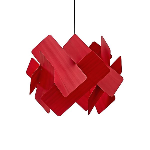 LZF Pendellampe Escape, rot/nickelfarben, Ø 30 cm, Holz günstig online kaufen
