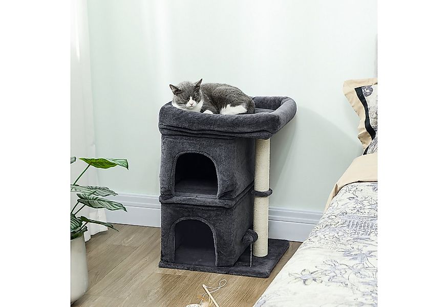 PawHut Kratzbaum mit Katzenbetten, Spielbällen, Geeignet für 1-2 Katzen bis günstig online kaufen