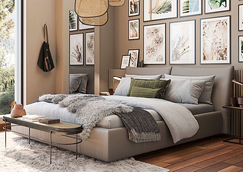 Home affaire Polsterbett "Priora in 4 Breiten bis 200cm" auch in NaturLEDER günstig online kaufen