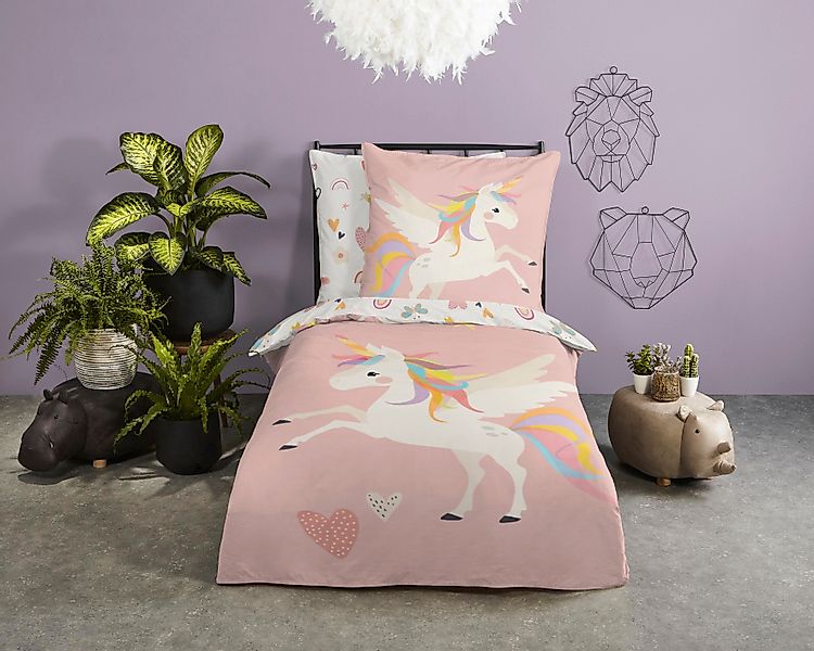 good morning Kinderbettwäsche »Unicorn«, Baumwolle, 135x200, Reißverschluss günstig online kaufen