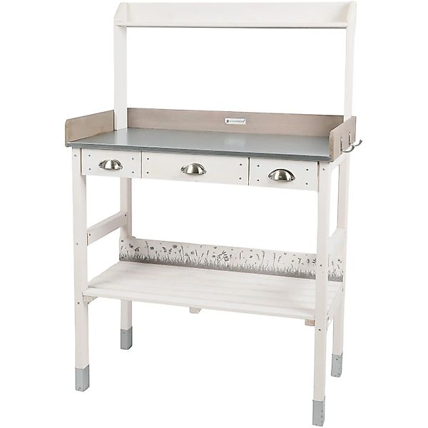 WONDERMAKE Pflanztisch groß weiß mit 3 Schubladen aus Holz wetterfest, Gart günstig online kaufen