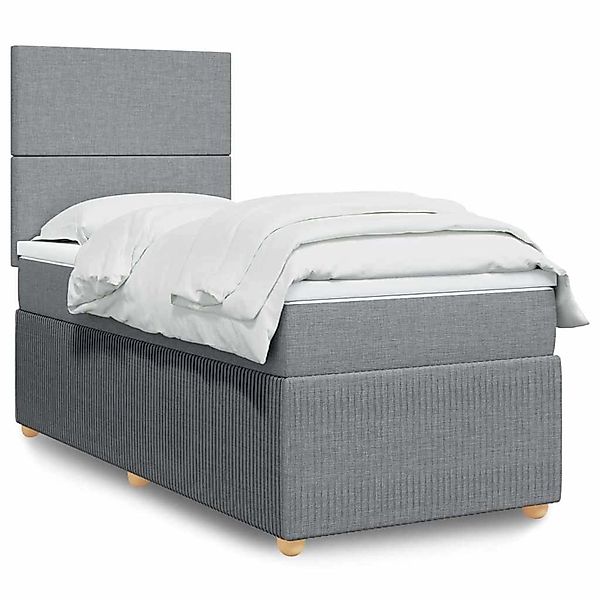 vidaXL Boxspringbett mit Matratze Hellgrau 100x200 cm Stoff 3294260 günstig online kaufen
