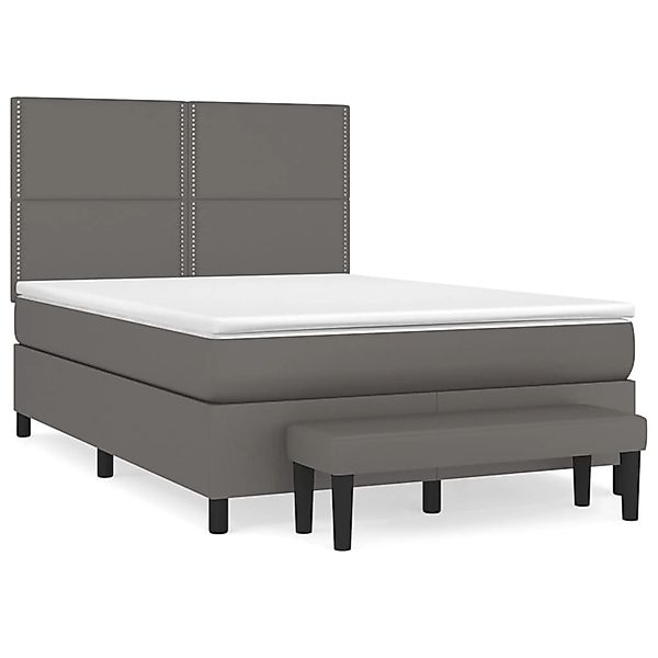 vidaXL Boxspringbett mit Matratze Grau 140x200 cm Kunstleder1469672 günstig online kaufen