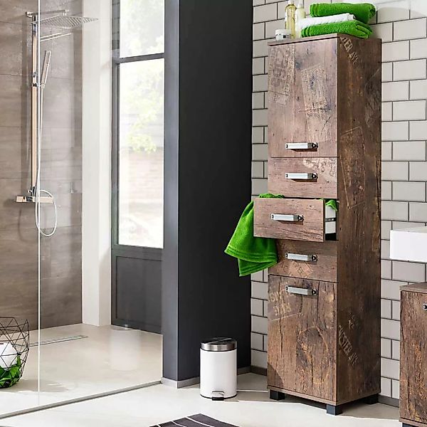 Badezimmer Seitenschrank in Holzpaletten Optik modern günstig online kaufen
