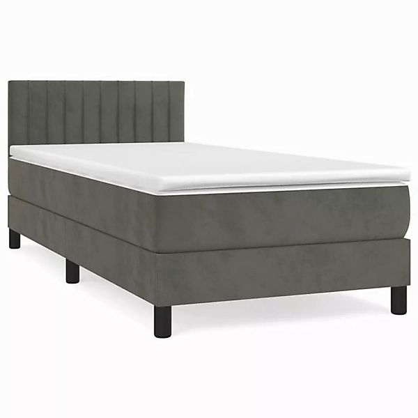 furnicato Bett Boxspringbett mit Matratze Dunkelgrau 100x200 cm Samt (1-tlg günstig online kaufen