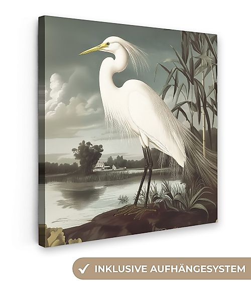 OneMillionCanvasses® Leinwandbild Reiher - Pflanzen - günstig online kaufen