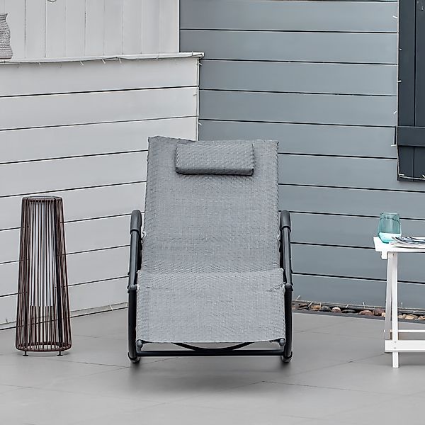 Outsunny Schaukelstuhl Schaukelliege mit Kopfkissen 61 x 160 x 79 cm Garten günstig online kaufen