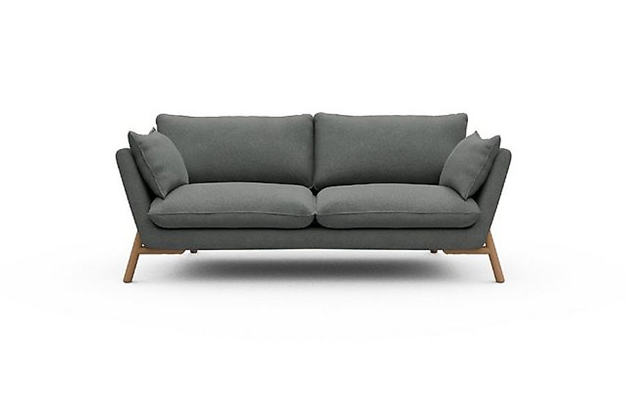 moebelfaktor Sofa Emil 2-Sitzer Beinfarbe Eiche Natur, schräg gestellte Arm günstig online kaufen