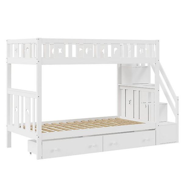 HAUSS SPOLE Etagenbett 90X200cm mit Stauraumtreppe, 2 Schubladen und Latten günstig online kaufen