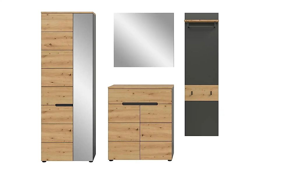 Garderobenkombination 4-teilig  Canu ¦ grau ¦ Maße (cm): B: 220 H: 190 Gard günstig online kaufen