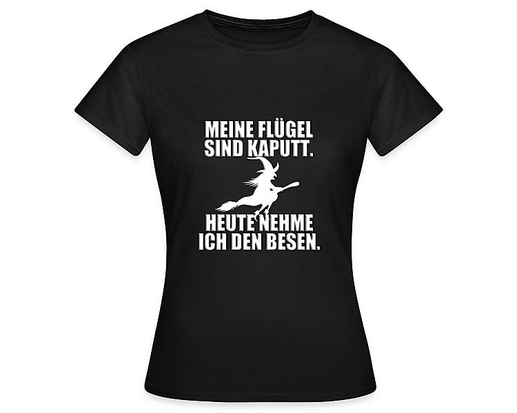 Spreadshirt T-Shirt Hexe Mit Besen Lustiger Spruch Halloween Frauen T-Shirt günstig online kaufen