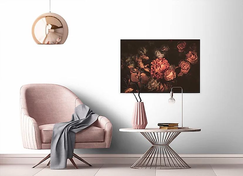 Bricoflor Leinwandbild Rosen Blumen-Bild Schwarzer Hintergrund Wandbild Orc günstig online kaufen