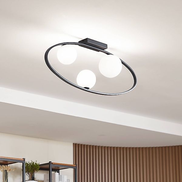 Lucande Deckenlampe Kulka 10020427 Modern in Schwarz aus Metall 3-flammig G günstig online kaufen