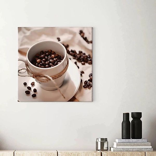 Bricoflor Leinwand Bild Mit Kaffee Motiv Kaffeetassen Bild In Weiß Und Brau günstig online kaufen