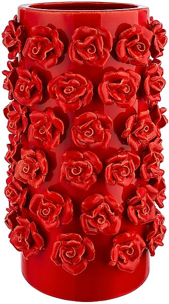 GILDE Tischvase "Vase zylindrisch Roses rot H. 30,5 cm" günstig online kaufen