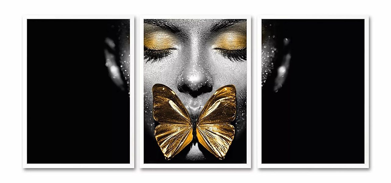 Leonique Bild mit Rahmen »Gesicht Schmetterling Gold - Gerahmter Digitaldru günstig online kaufen