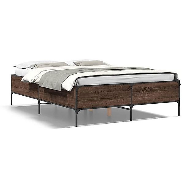 vidaXL Bettgestell, Bettrahmen Braun Eichen-Optik 150x200 cm Holzwerkstoff günstig online kaufen