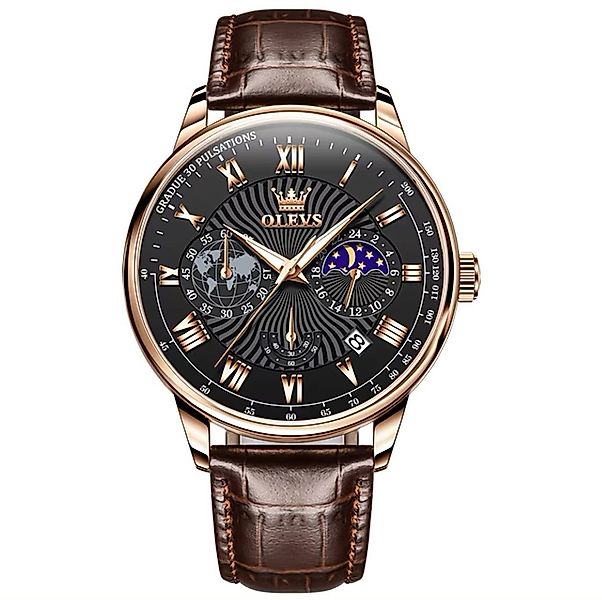 Tidy Quarzuhr Herren Chronograph Uhr – Lederarmband, klassisch elegant günstig online kaufen