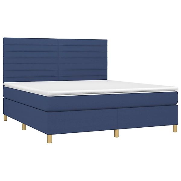 vidaXL Boxspringbett mit Matratze & LED Blau 160x200 cm Stoff 3135531 günstig online kaufen