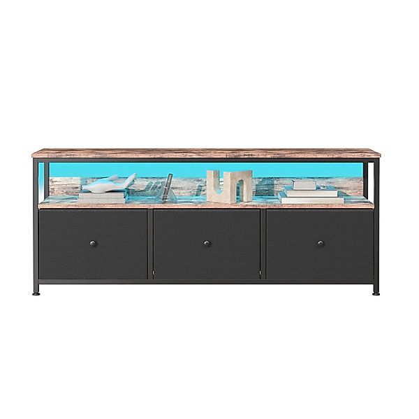 PXloue TV-Schrank 137x30x57cm mit  3 Schubladen aus Stoff&Offenen Fächern u günstig online kaufen