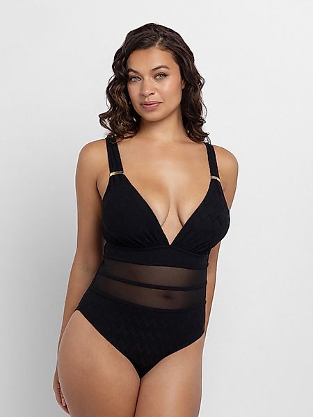 Dorina Badeanzug Eivissa mit tiefem V-Ausschnitt, Mesh-Einsätze günstig online kaufen