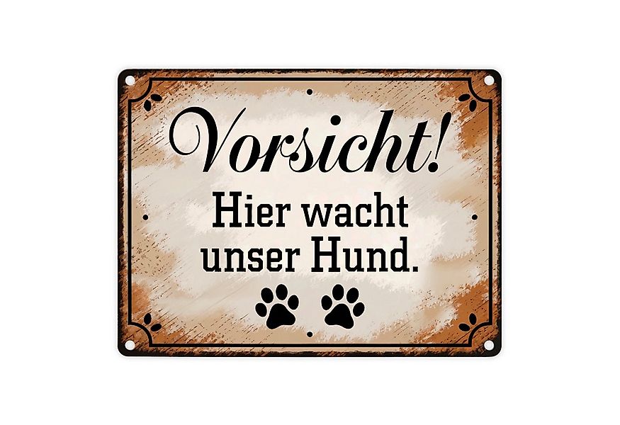 speecheese Metallschild Vorsicht Hier wacht unser Hund Metallschild in 15x2 günstig online kaufen