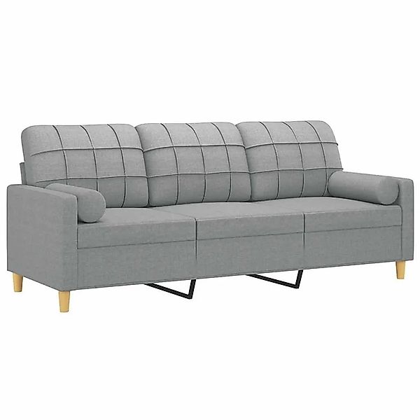 vidaXL 3-Sitzer-Sofa mit Zierkissen Hellgrau 180 cm Stoff 3200790 günstig online kaufen