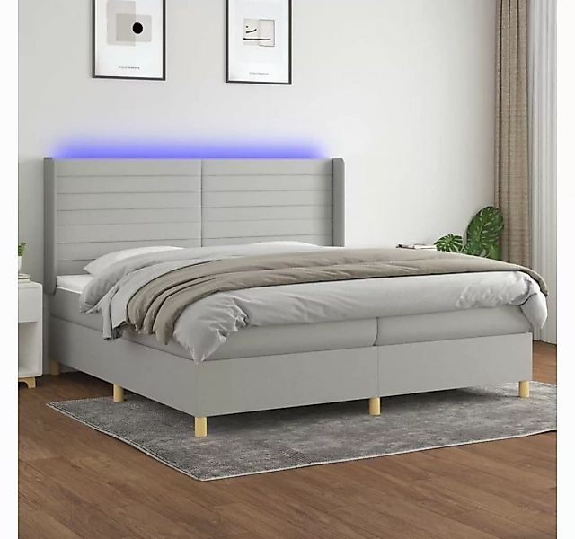 vidaXL Boxspringbett Boxspringbett mit Matratze LED Hellgrau 200x200 cm Sto günstig online kaufen