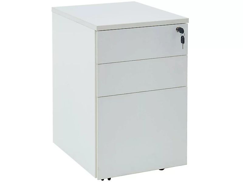Schreibtischunterschrank mit 3 Schubladen abschließbar - Weiß - DOWNTOWN günstig online kaufen