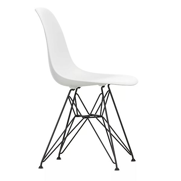 Vitra - Eames Plastic Side Chair DSR Gestell schwarz - weiß/Sitz Polypropyl günstig online kaufen