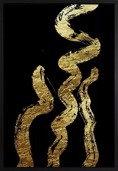 queence Leinwandbild "Black & Gold", Abstrakt, mit einem Schattenfugenrahme günstig online kaufen