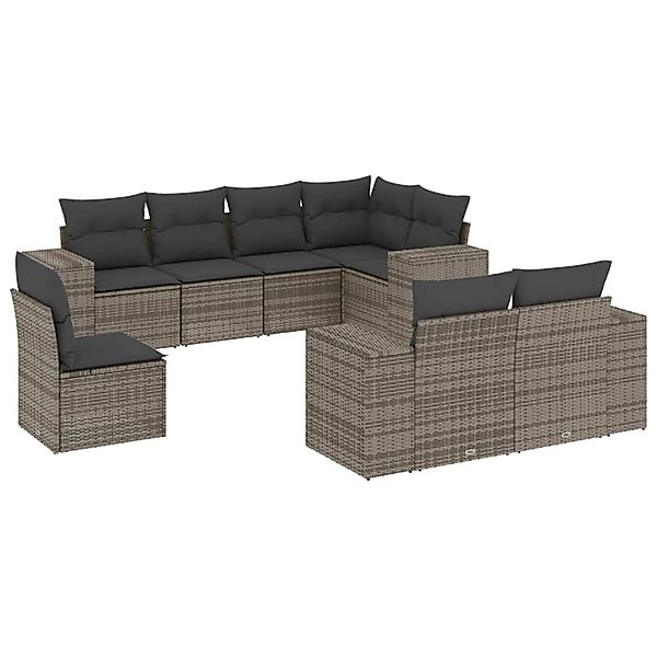vidaXL 8-Tlg Garten-Sofagarnitur mit Kissen Grau Poly Rattan 3255177 günstig online kaufen