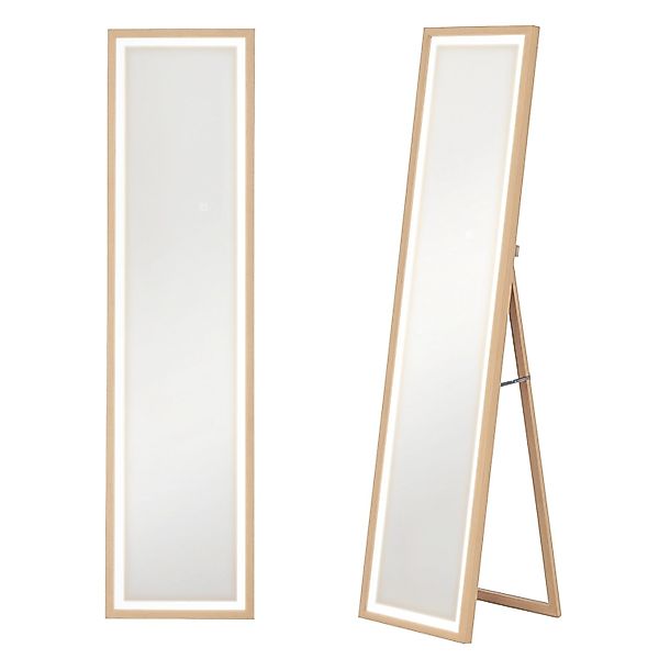 HOMCOM Ganzkörperspiegel Hartglas MDF 40L x 5B x 160H cm Eiche günstig online kaufen