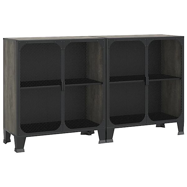 vidaXL Sideboard Aufbewahrungsschränke 2 Stk. Grau günstig online kaufen