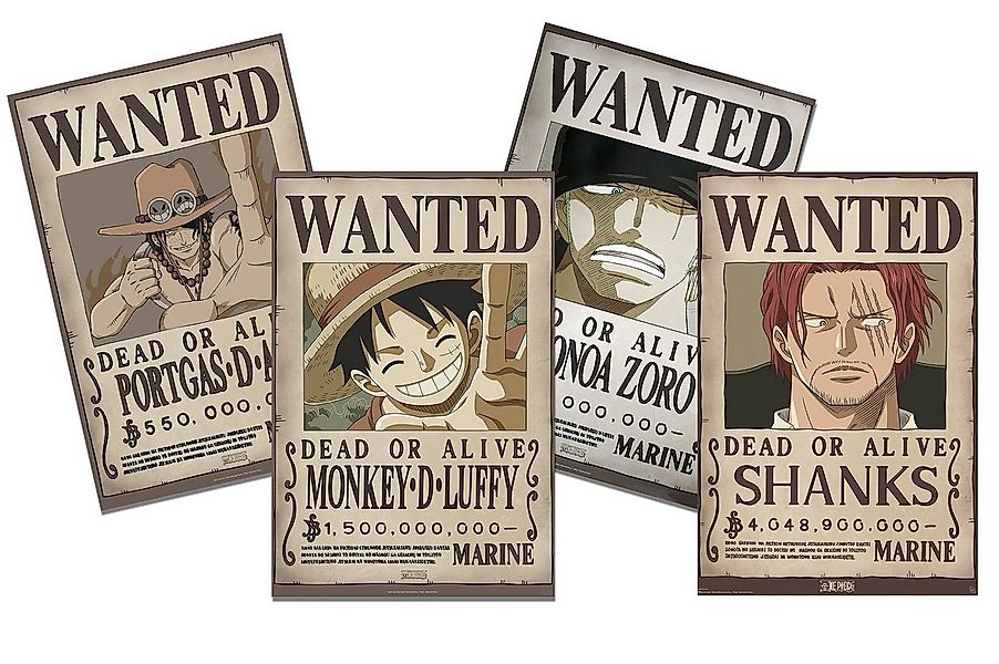 Close Up Poster One Piece Poster 4er Set Filmplakate Wanted 61 x 91,5 cm günstig online kaufen