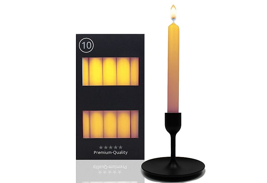 Candelo Tafelkerze 10er Set Tafelkerzen Stabkerzen Gelb 18,5cm Kerze 7,5 St günstig online kaufen