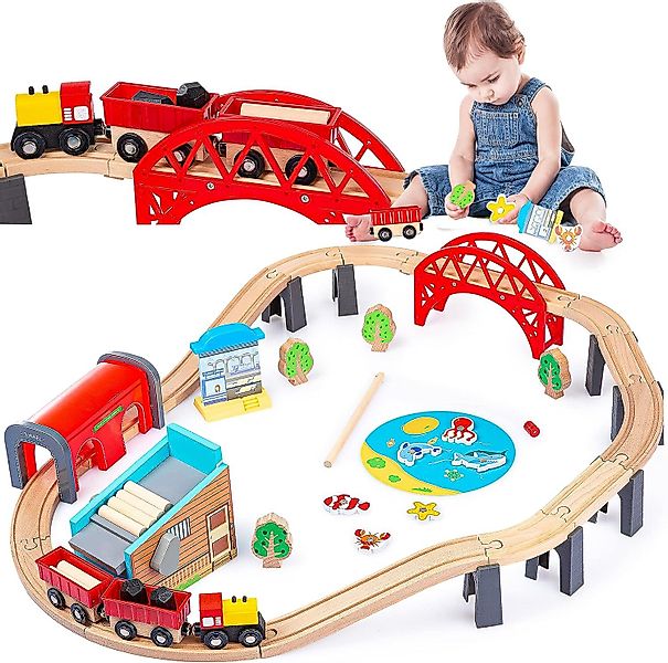 Green Series Spielzeug-Zug Holzeisenbahn Set für günstig online kaufen