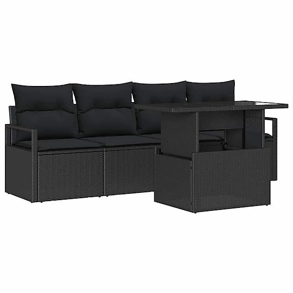 vidaXL Sofa Set mit Kissen 5-Tlg Schwarz Poly-Rattan 3348729 günstig online kaufen