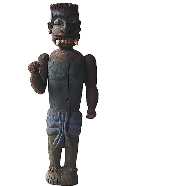 Holzstatue grün/blau Antik günstig online kaufen