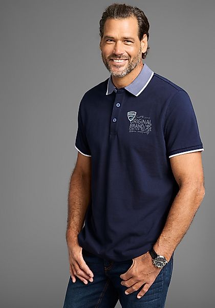 Man's World Poloshirt mit Brustprint, meliertes günstig online kaufen