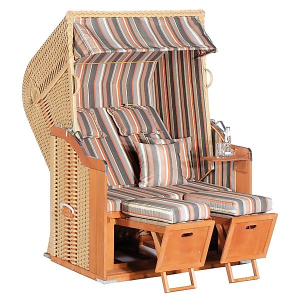 Natur24 Gartenstrandkorb Rustikal 250 Plus 2-Sitzer Kunststoffgeflecht Beig günstig online kaufen