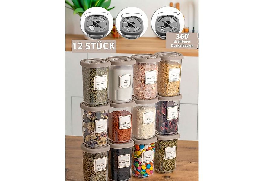 Jungengel Gewürzbehälter Set 12x Stück mit Gewürzmühle mit Deckel Vorratsdo günstig online kaufen
