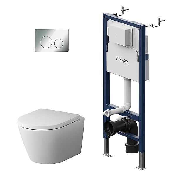 AM.PM WC Set: Wand-WC + Vorwandelement + Drückerplatte Toilette mit Spülkas günstig online kaufen