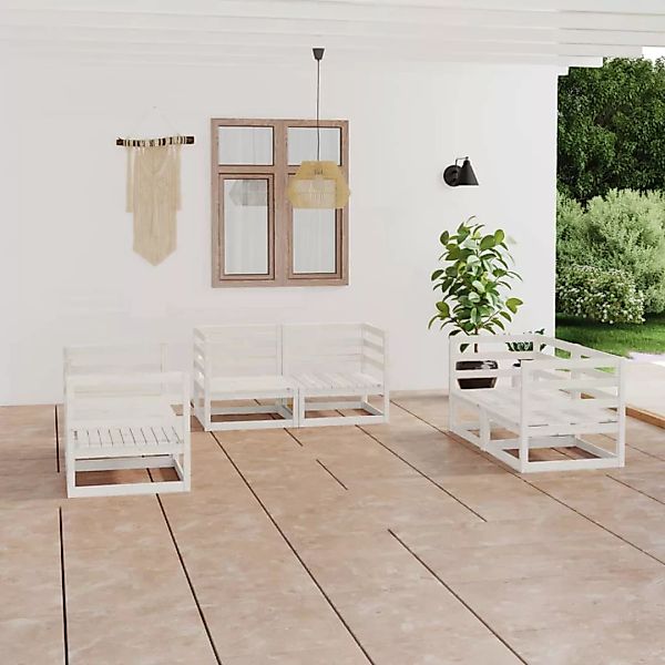 6-tlg. Garten-lounge-set Weiß Kiefer Massivholz günstig online kaufen