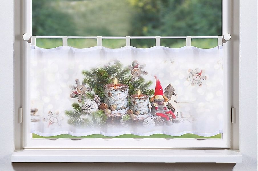 HOME WOHNIDEEN Scheibengardine WEIHNACHTSWICHTEL (1 St), Schlaufen, transpa günstig online kaufen