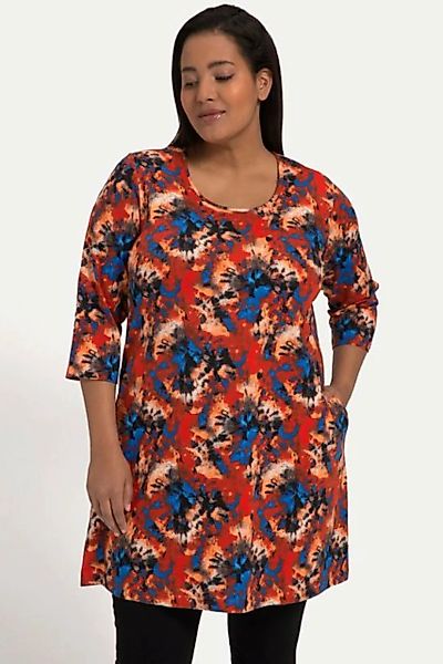 Ulla Popken Longshirt Longshirt A-Line Batikdruck Rundhals 3/4-Arm günstig online kaufen