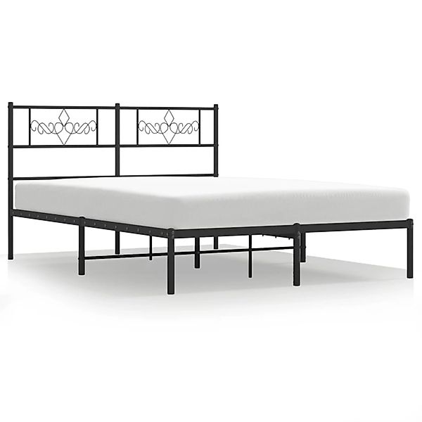 vidaXL Bettgestell, Bettrahmen mit Kopfteil Metall Schwarz 140x190 cm günstig online kaufen