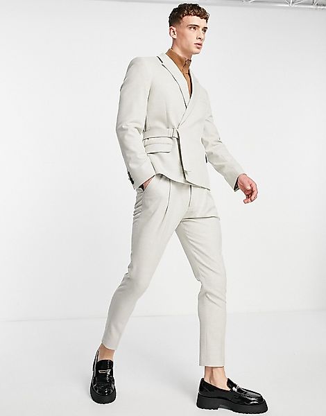 ASOS DESIGN – Anzughose aus Twill mit Ballonbeinen in Grau günstig online kaufen