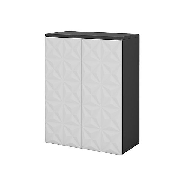 Vicco Midischrank Edge Schwarz/Weiß 60 x 80 cm mit 2 Türen und 3 Fächer günstig online kaufen